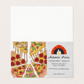 Pizza Pie Slices | Brick Oven Business Card Visitenkarten (Außenseite Aufgefaltet)