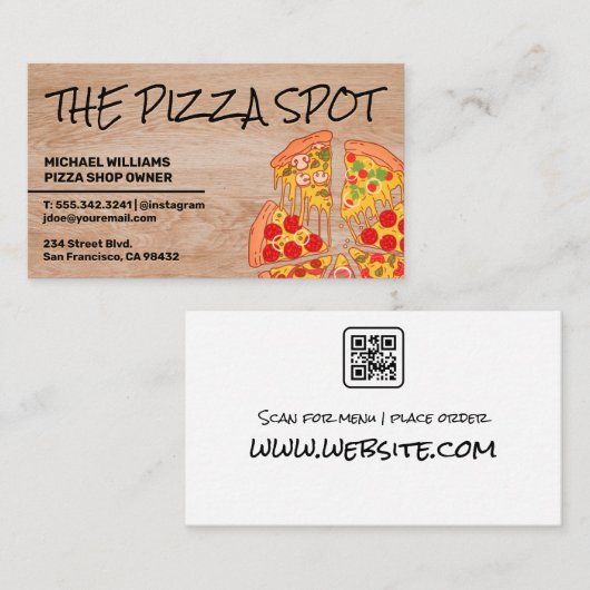 Pizza Pie Slices | Restaurant | Qr Code Visitenkarte (Vorne/Hinten)