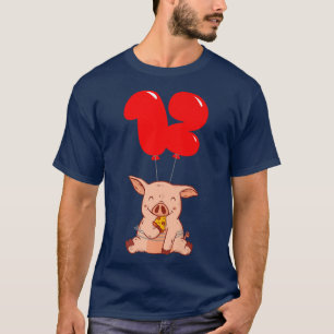 Pizza Pig12th Birthdaykids Ballon Party 22574289 T-Shirt