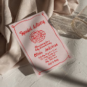 Pizza Pink Handgezogene Spezial Kinderdusche Einladung