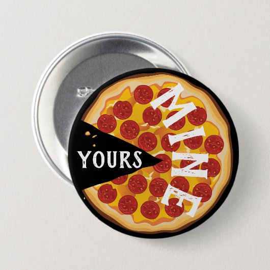 Pizza Pizza niedlich Feinschmecker schwarz rot Button (Vorne & Hinten)