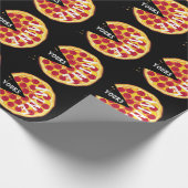 Pizza Pizza niedliches Party schwarz Geschenkpapier (Ecke)