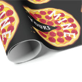 Pizza Pizza niedliches Party schwarz Geschenkpapier (Rolleneckpunkt)