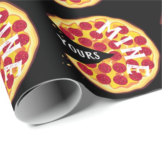 Pizza Pizza niedliches Party schwarz Geschenkpapier (Rolleneckpunkt)
