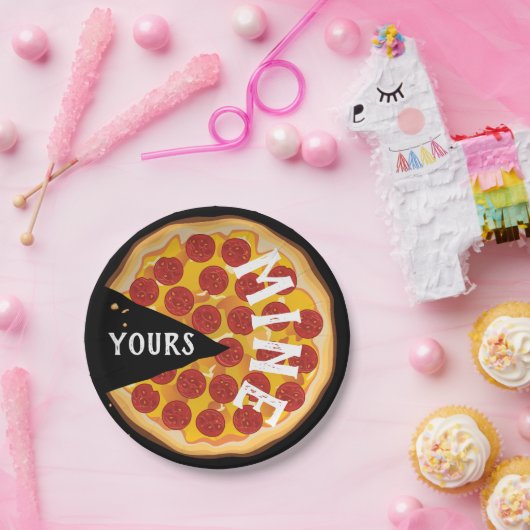 Pizza Pizza niedliches Party Schwarz Pappteller (Party)