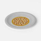 Pizza Pizza Pie mit Pilzen und Oliven Pi Day Pappteller (Schrägansicht)