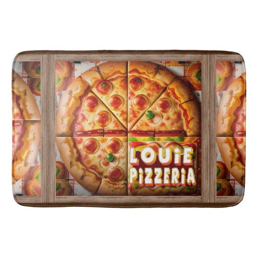 Pizza Pizzeria Design Badematte (Vorderseite)