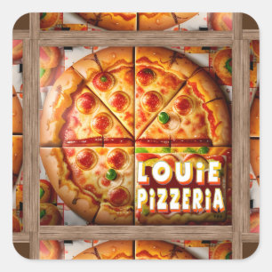 Pizza Pizzeria Design Quadratischer Aufkleber