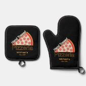 Pizza-Pizzeria Ofenhandschuh & Topflappen-Set (Vorderseite)