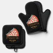 Pizza-Pizzeria Ofenhandschuh & Topflappen-Set (Vorderseite/Rückseite)