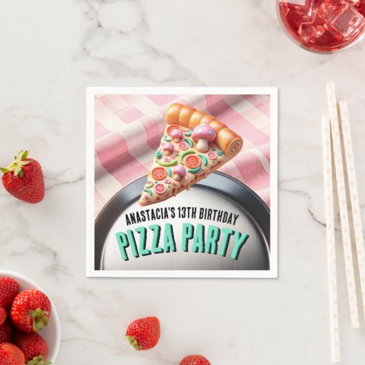 Pizza Pizzeria Pink Mushroom Party Serviette (Beispiel)
