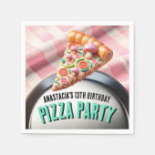 Pizza Pizzeria Pink Mushroom Party Serviette (Vorderseite)