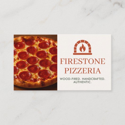 Pizza Pizzeria Restaurant Catering Service Photo Visitenkarte (Vorderseite)