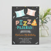 Pizza Pjamas Party Einladung (Stehend Vorderseite)