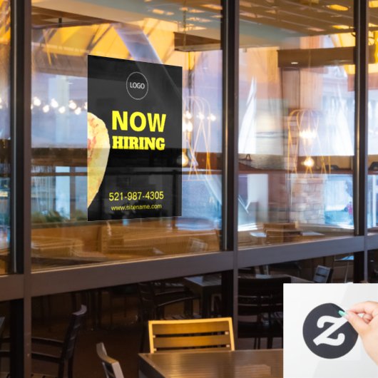 Pizza Place Now Hire Logo Url Dark Window Cloning Fensteraufkleber (Restaurantfenster)