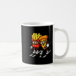Pizza Pommes frites Ski lustig Skifahrer Fast Food Kaffeetasse