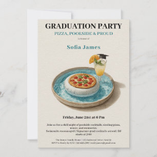 Pizza Pool Cocktail Absolventenfeier Einladung