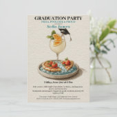 Pizza Pool Cocktail Graduation Celebration  Einladung (Stehend Vorderseite)