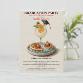 Pizza Pool Cocktail Graduation Celebration Einladung (Stehend Vorderseite)