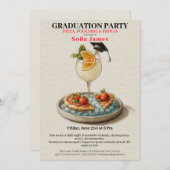 Pizza Pool Cocktail Graduation Celebration Einladung (Vorne/Hinten)