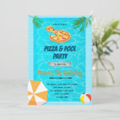 Pizza Pool Geburtstagseinladung Dankeskarte (Stehend Vorderseite)