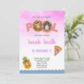 Pizza Pool Geburtstagseinladungen Einladung (Stehend Vorderseite)