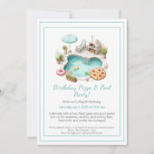 Pizza Pool Party Einladung - Spaß Sommer Geburtsta (Vorderseite)