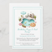 Pizza Pool Party Einladung - Spaß Sommer Geburtsta (Vorne/Hinten)