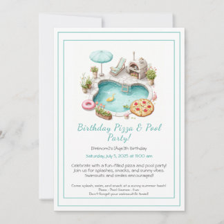 Pizza Pool Party Einladung - Spaß Sommer Geburtsta