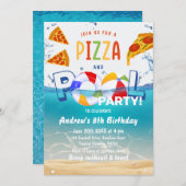 Pizza & Pool Party Sommerwasser Geburtstag Einladung (Vorne/Hinten)