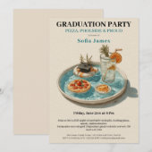 Pizza, Pool-Side, Poolparty | Abschlussfeier Einladung (Vorne/Hinten)