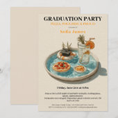 Pizza, Poolside, Pool Party | Abschlussfeier Einladung (Vorne/Hinten)