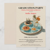 Pizza, Poolside, Pool Party | Abschlussfeier Einladung (Vorne/Hinten)
