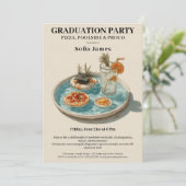 Pizza, Poolside, Pool Party | graduation party Einladung (Stehend Vorderseite)