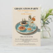 Pizza, Poolside, Pool Party | graduation party Einladung (Stehend Vorderseite)