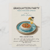 Pizza, Poolside & Proud! Abschluss Pool Party Einladung (Vorne/Hinten)