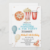Pizza popcorn and pajamas party invitation einladung (Vorne/Hinten)