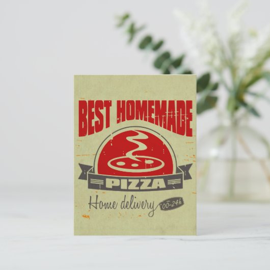 Pizza Postkarte (Stehend Vorderseite)