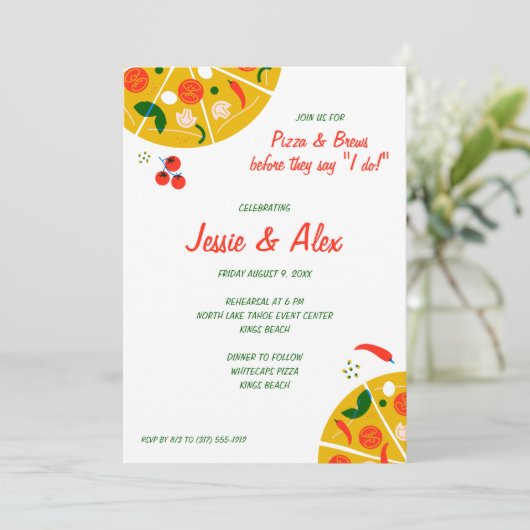 Pizza Probe Dinner Einladung (Stehend Vorderseite)