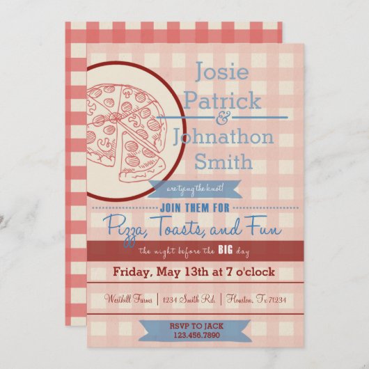 Pizza Probe Dinner Einladung (Vorne/Hinten)