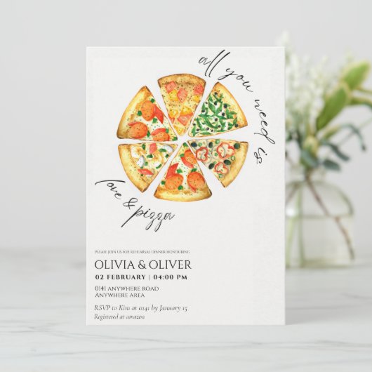 Pizza-Probe-Dinner Einladung (Stehend Vorderseite)