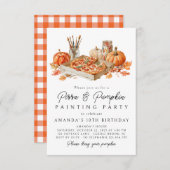 Pizza & Pumpkin Malerei Halloween Einladung (Vorne/Hinten)