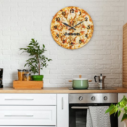 Pizza pünktlich große wanduhr