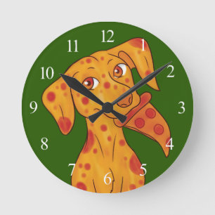 Pizza Puppy Runde Wanduhr
