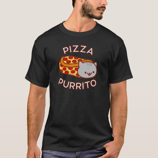 Pizza Purrito Katze T-Shirt (Vorderseite)