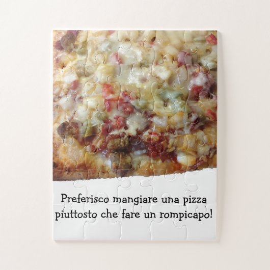 Pizza Puzzle with Funny Italian (Italiano) Quote (Vertikal)