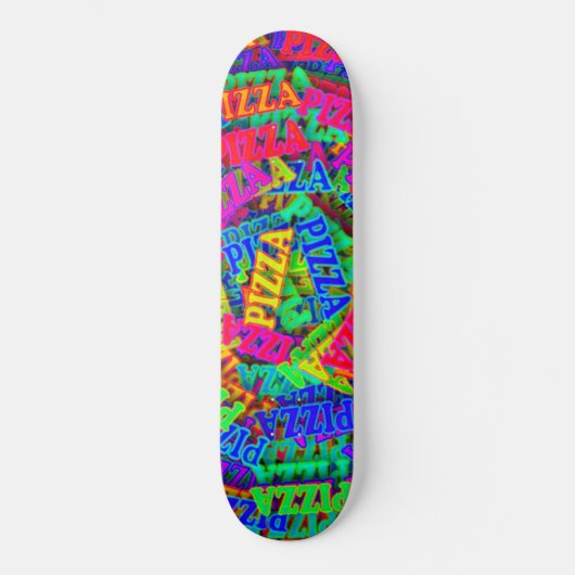 Pizza Rainbow Neon Skateboard (Vorderseite)