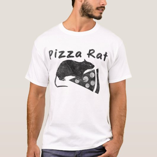 Pizza-Ratte (beunruhigter Blick) T-Shirt (Vorderseite)