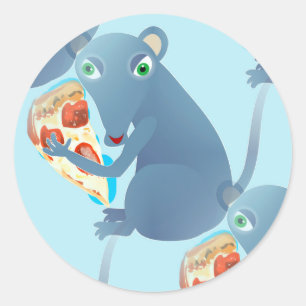 Pizza-Ratte Runder Aufkleber