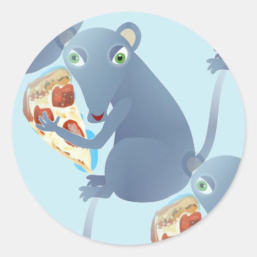 Pizza-Ratte Runder Aufkleber (Vorderseite)